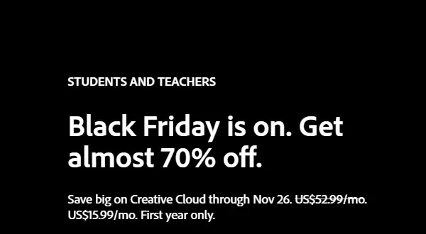 <b>Adobe Creative Cloud</b> - Up to 70% off Creative Cloud